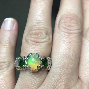 Ethiopian Opal and Chrome Diopside Ring